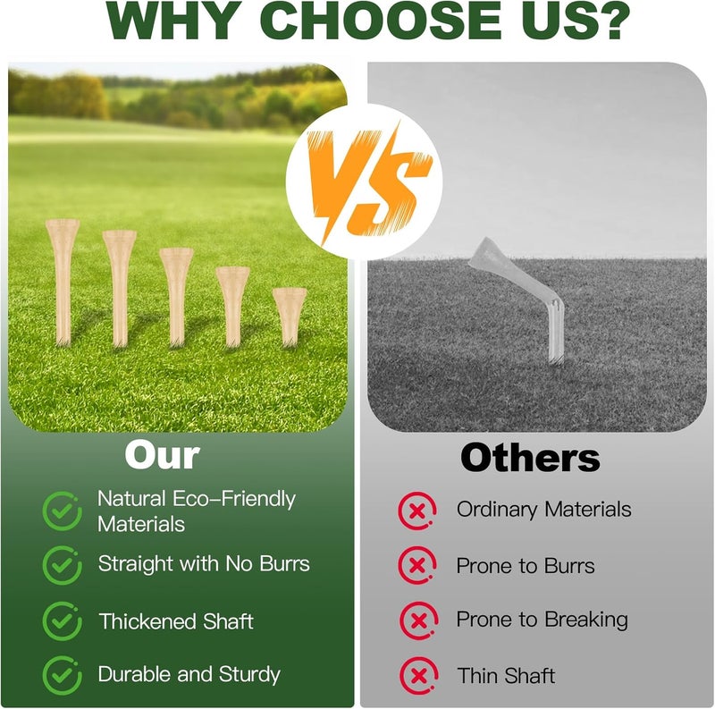 Guirnd 150PCS Professional Wooden Golf Tees 2 3/4 inch Biodegradable Bamboo Golf Tees, Stable and Reliable, Available in Natural Color - Image 4